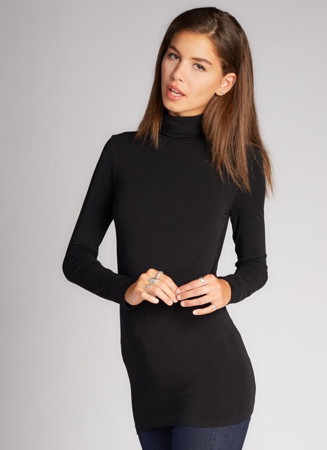 c'est moi bamboo seamless women's clothing line. cest moi seamless clothing. best basics. best bamboo Turtle neck in Black