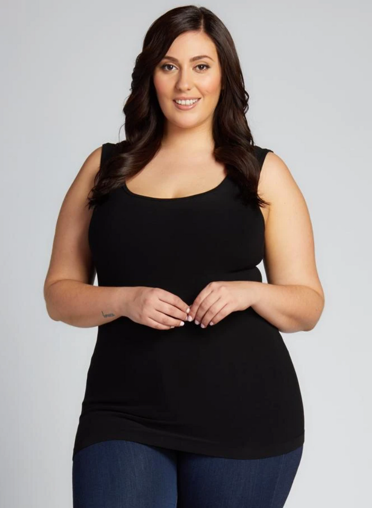 c'est moi bamboo seamless women's clothing line. cest moi seamless clothing. best basics. best Bamboo PLUS size  Tank top in  Black